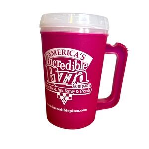 Americas Incredible Pizza Company Pink Insulated Hot or Cold‎ Mug 22 Oz w/ Lid
